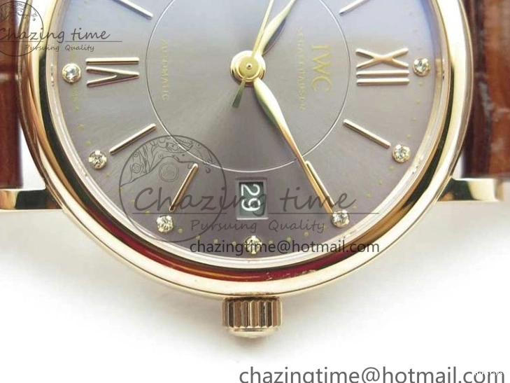 MIROTIME 0429 Portofino 37mm RG V7F 1:1 Best Edition Gray Dial on Deep Brown Leather Strap A SunProtective 7090